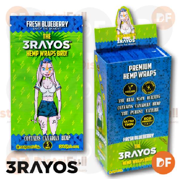 PAPEL 3RAYOS HEMP WRAP FRESH BLUEBERRY x 5 