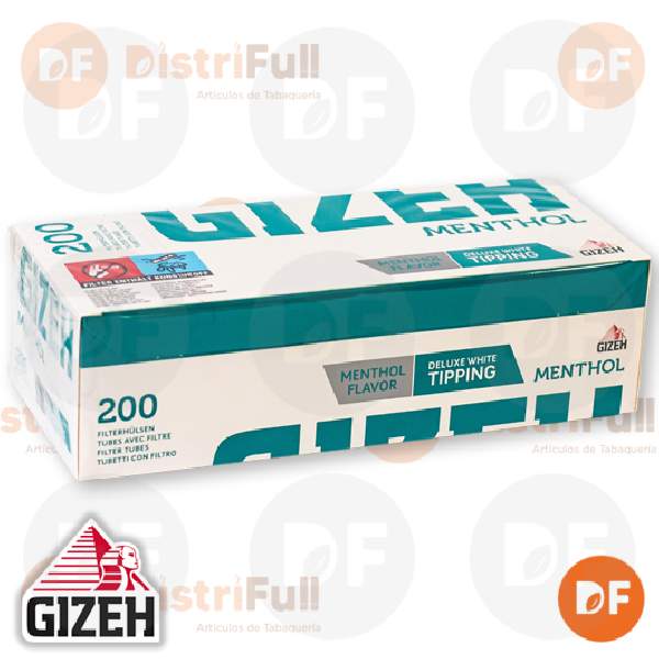 CIGARRILLOS VACIOS TUBOS GIZEH MENTHOL x 200