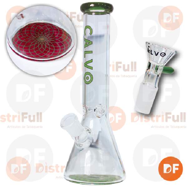 CALVO BONG VIDRIO BEAKER GREEN BLACK (6698)