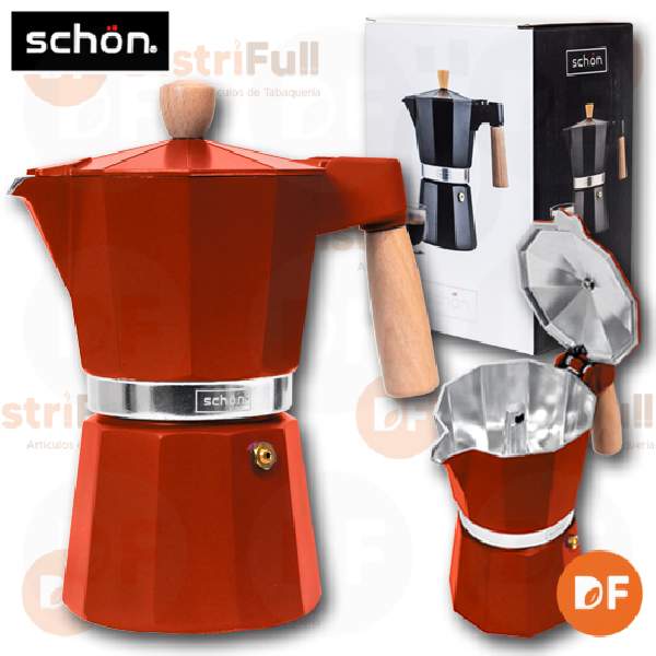 SCHON CAFETERA 9 POCILLOS ROJA 