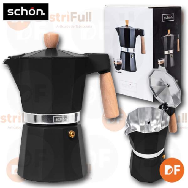 SCHON CAFETERA 6 POCILLOS NEGRA 