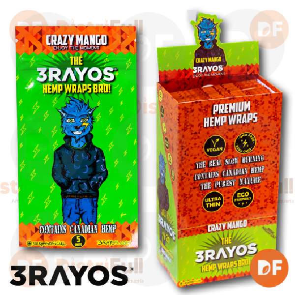 PAPEL 3RAYOS HEMP WRAP CRAZY MANGO x 5