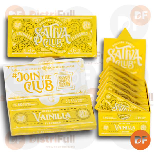 PAPEL SATIVA CLUB 1¼ VANILLA CELULOSA x 40