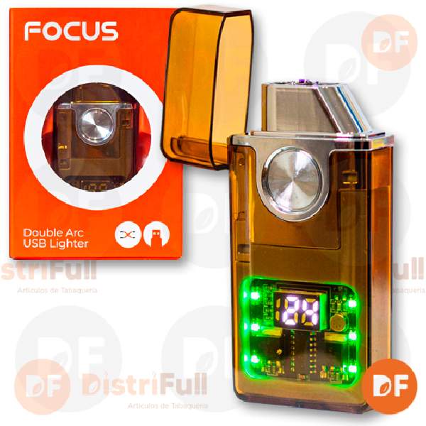 ENCENDEDOR FOCUS DOBLE ARCO PLASMA TRANSPARENTE (D052)