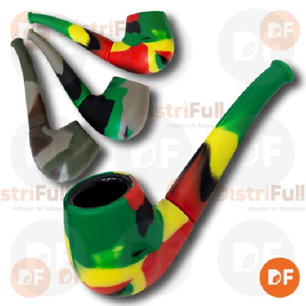 PIPA SILICONA CURVA CAZOLETA METAL VCOLORES GJ-054