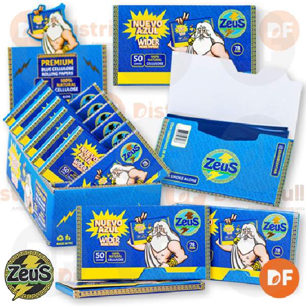 PAPEL ZEUS CELULOSA 1¼ WIDER AZUL x 50 
