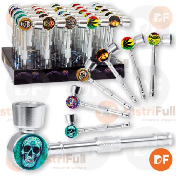 PIPA METAL PLATEADA DISEÑOS (UAY0118)