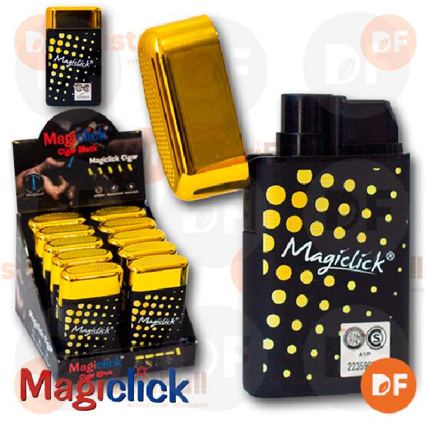 ENCENDEDOR MAGICLICK JET BLACK & GOLD x 10