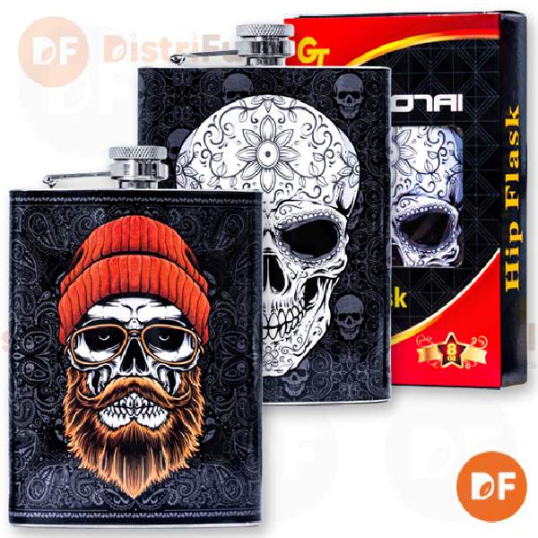 PETACA METAL CALAVERA 8 oz 