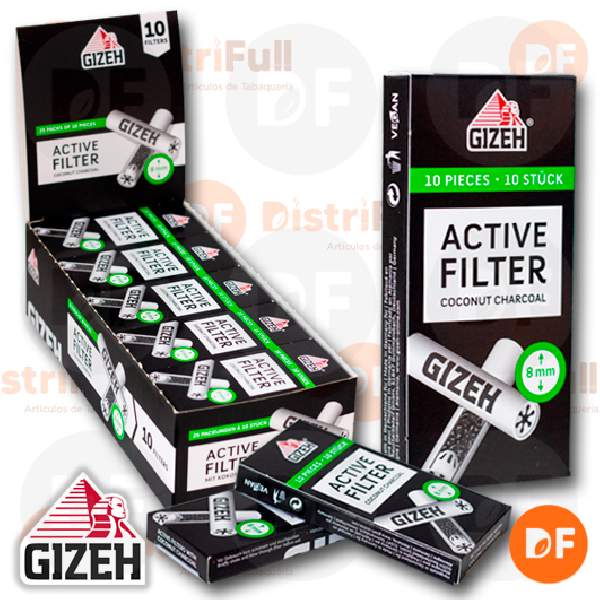 FILTROS GIZEH CARBON ACTIVADO caja x 10 FILTROS 8 mm