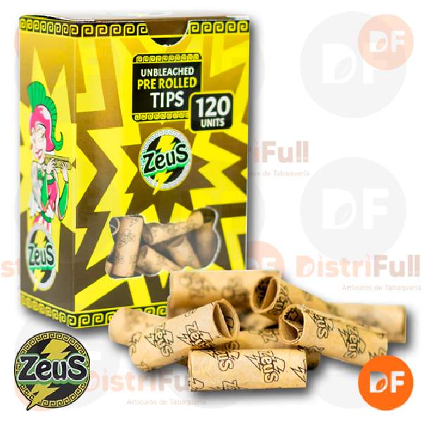 FILTROS ZEUS PRE-ROLLED TIPS UNBLEACHED x 120 (122946)