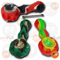 PIPA VIDRIO Y SILICONA CON PALA  VARIOS COLORES
