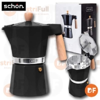 SCHON CAFETERA 9 POCILLOS NEGRA 