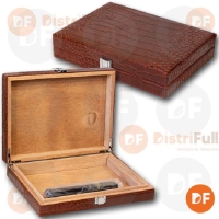 HUMIDOR  DE VIAJE MARRON C/ PLATEADO (Nº 29302)