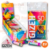 FILTRO GIZEH RAINBOW ACTIVE CHARCOAL 6mm bolsa x 50 